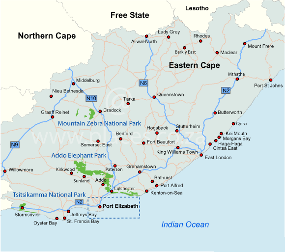 Kaart Eastern Cape - Zuid Afrika