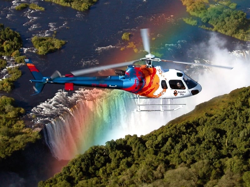 helicopter tours in zuid afrika victoria falls regenboog waterval