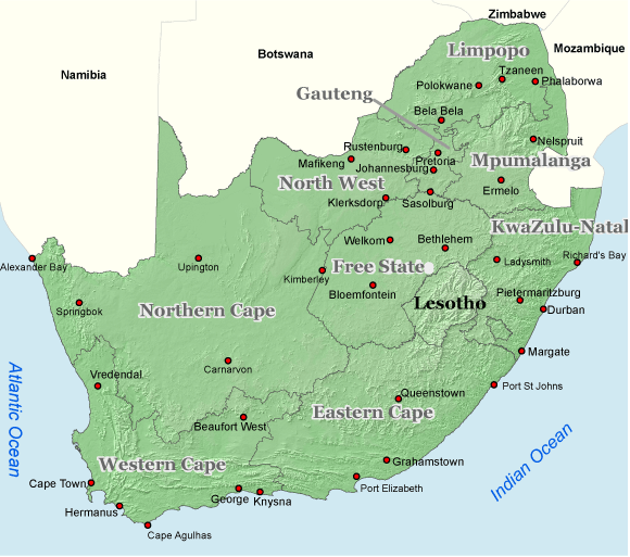 Kaart Provincie Zuid-Afrika