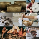 Collage van foto's van een Cacao & Sound Ceremonie