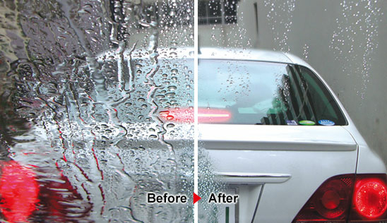 Ruitencoating voor auto - waterafstotende bescherming en beter zicht bij regen Autoruit voorzien van een professionele ruitencoating waardoor regenwater direct afloopt en het zicht bij natte weersomstandigheden aanzienlijk verbeterd