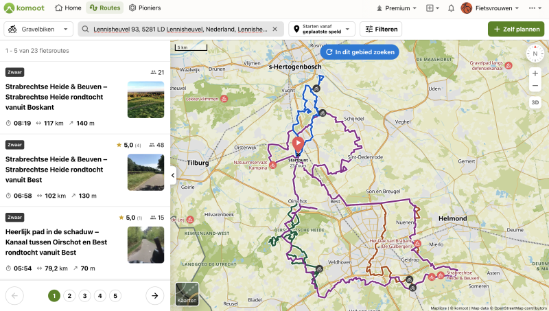 Komoot route Herberg den Eijngel gravelbiken