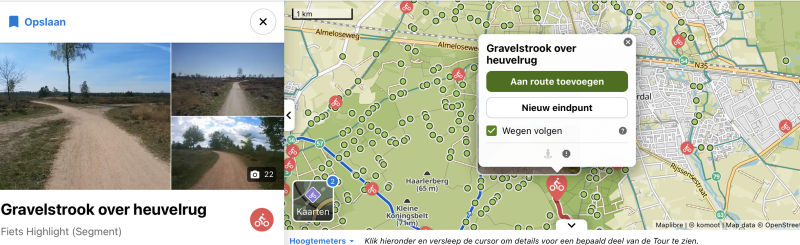 Gravelroutes maken in Komoot