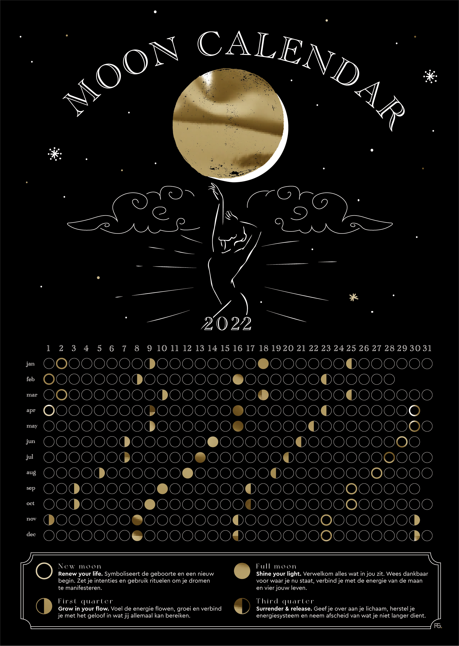 Ben jij geïnteresseerd in de maanfasen? Dani en Lizzy van Fitgirls hebben hun eigen maankalender uitgebracht en je kunt 'm nu kopen!