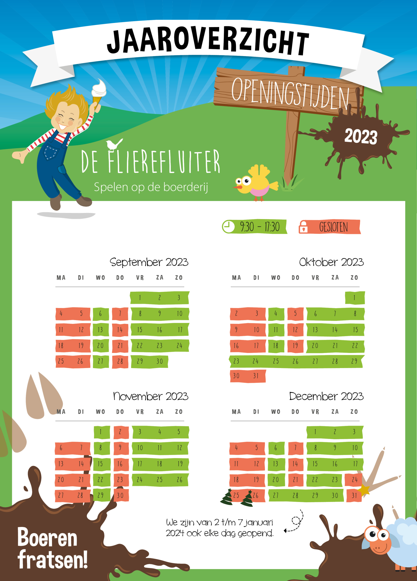 openingstijden september december 2023