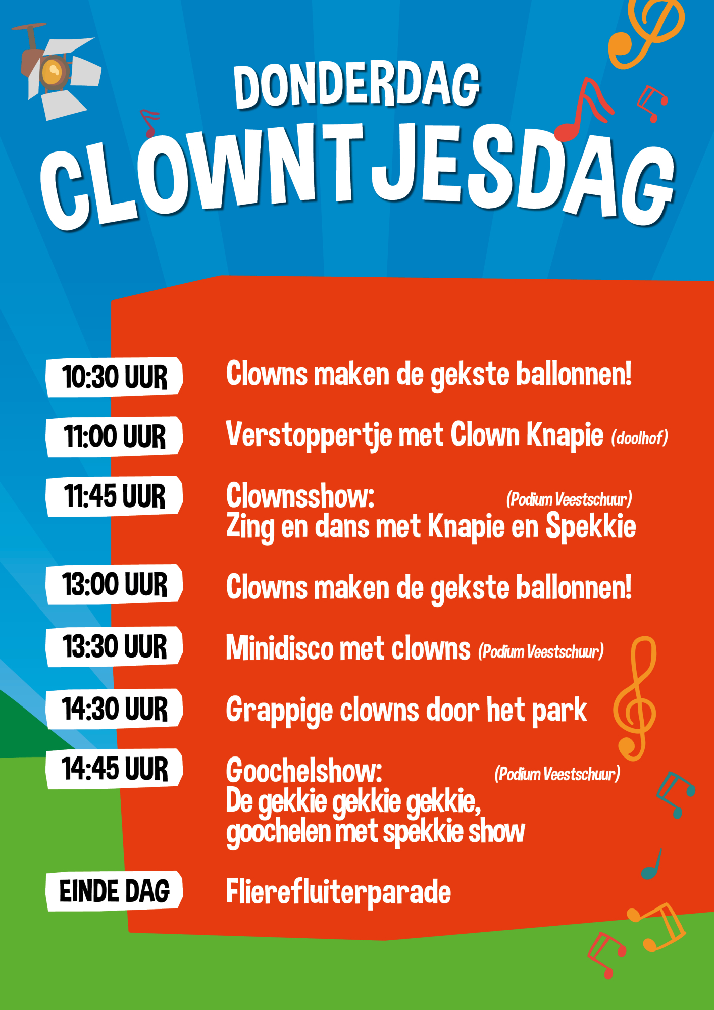 Elke donderdag clowntjesdag bij de Flierefluiter