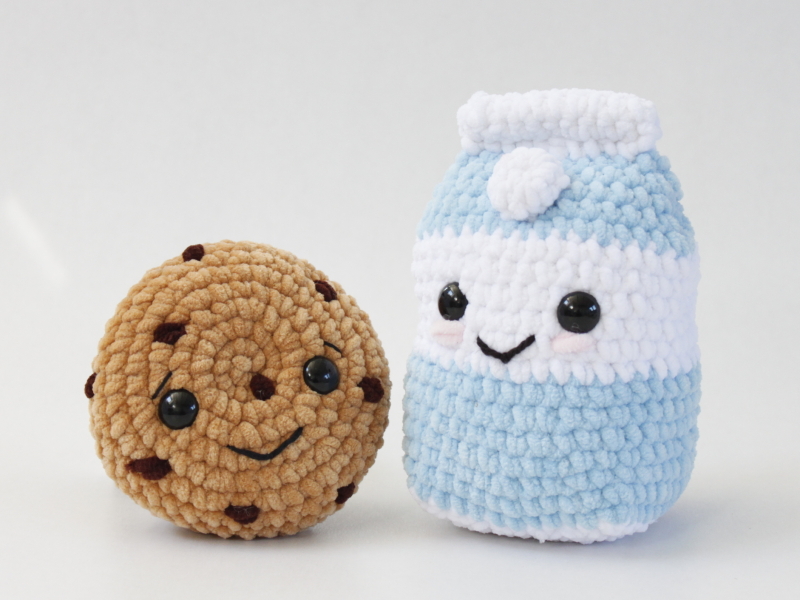 Kawaii Milk Carton and Cookie crochet plush pattern amigurumi