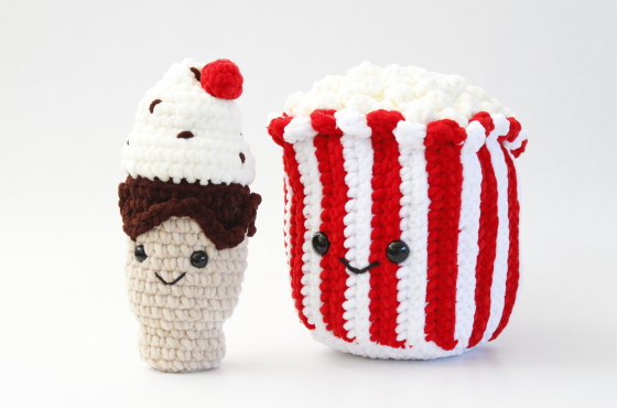 cute popcorn and milkshake crochet plush pattern amigurumi food