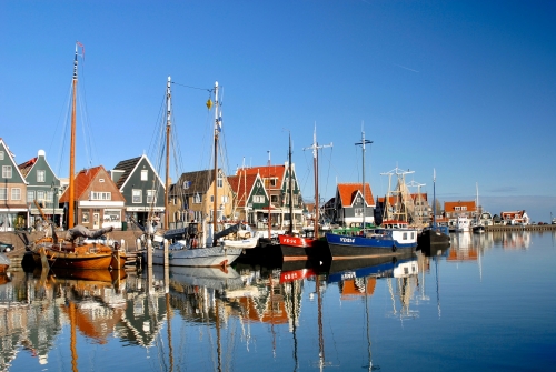 Volendam Holland fishermen's village view at harbour