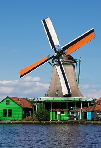 Authentic Dutch windmill at Zaanse Schans windmills village