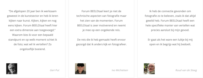 Testimonials van drie cursisten