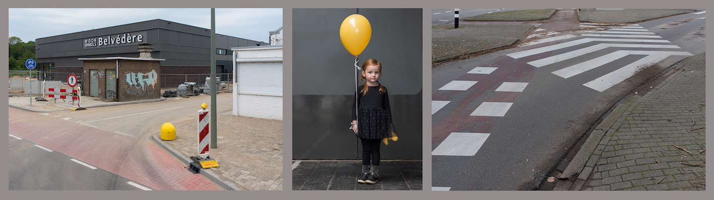 drie-luik gebouw,kind en straatbeeld