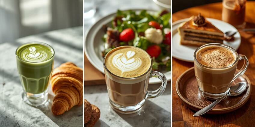 Voorbeelden van lattes op de menukaart – ontbijt, lunch en avond
