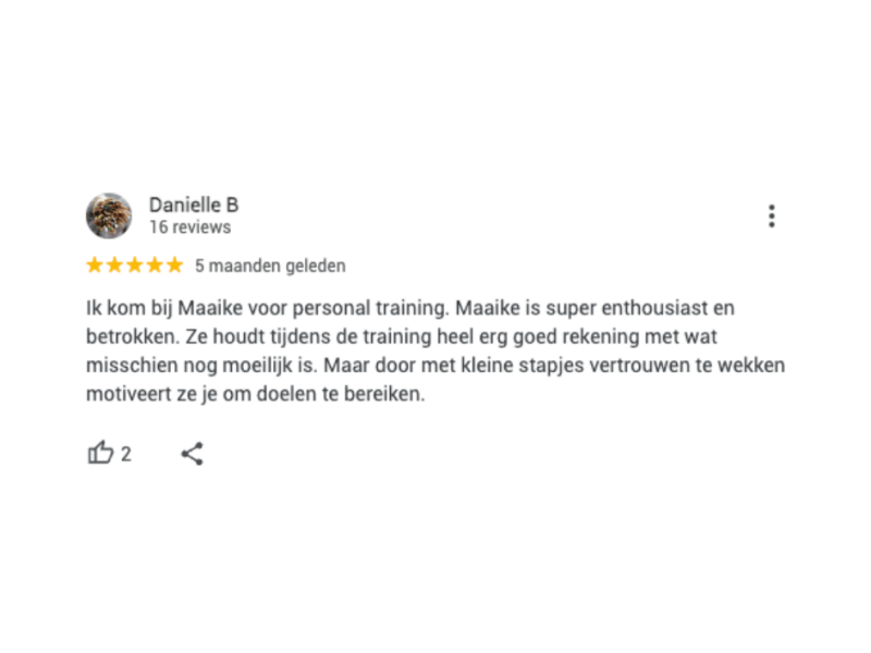 Personal Training fysio vrouw review Danielle