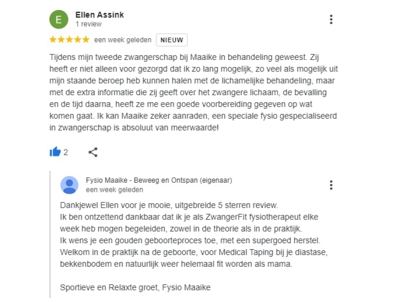 Review Ellen Assink Fysiotherapie Maaike