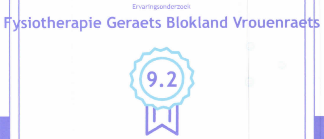 Fysiotherapie Geraets, Blokland & Vrouenraets is beoordeeld met een 9.2!