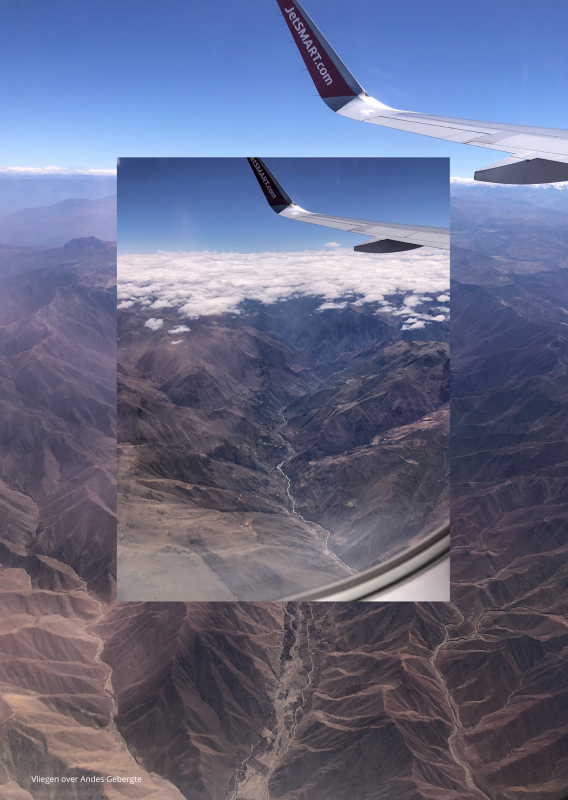 vliegen over andes gebergte