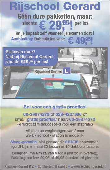 Advertentie Rijschool Gerard