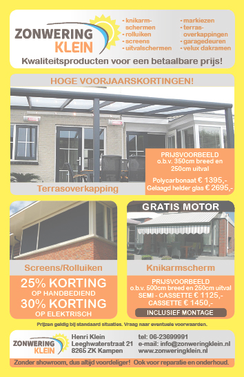 Advertentie Zonwering Klein