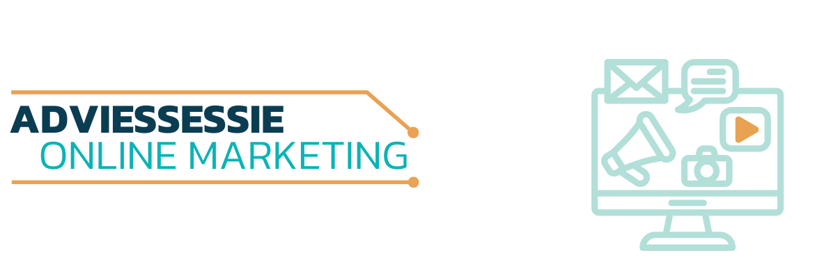 banner met adviessessie online marketing en bijhorend icoon