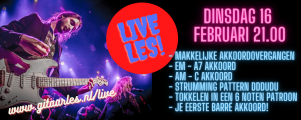 Live online gitaarles dinsdag 16 februari