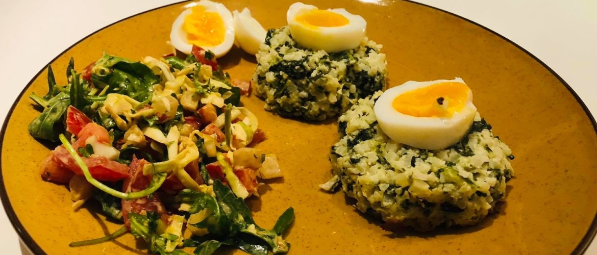 Bloemkool spinazie bollen met salade Stap 4