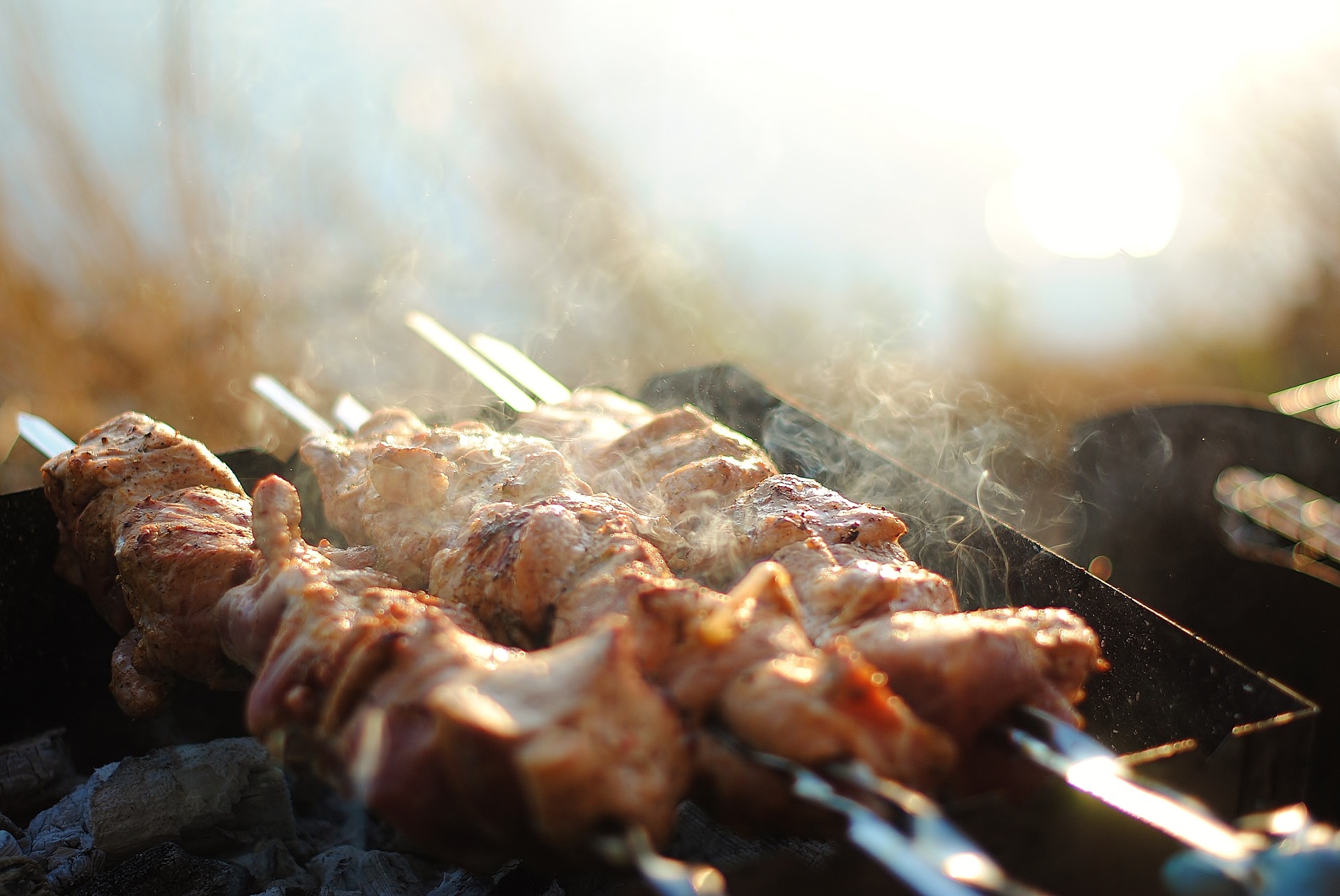 Kebab spiesjes en groentes van de grill