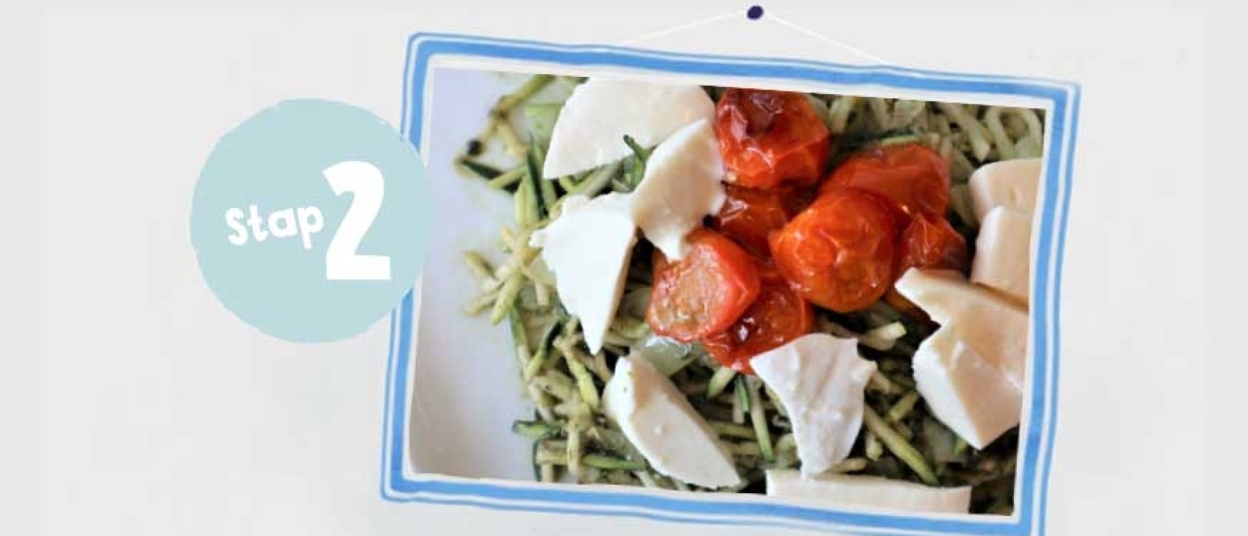 Courgette spaghetti met pesto en mozzarella stap 2