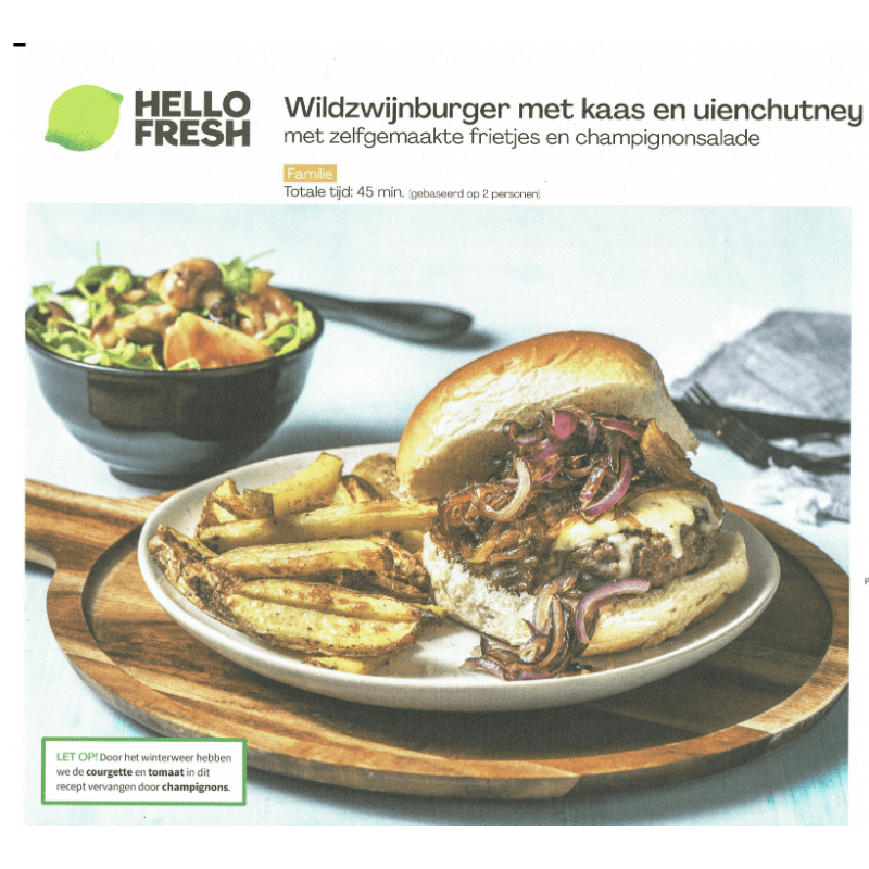 HelloFresh Recept Ongezond | Wildzwijnburger | Goed gevoed & Goed getraind