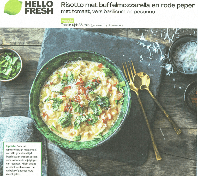 HelloFresh Recept ongezond | Risotto met buffelmozzarella | Goed gevoed & Goed getraind