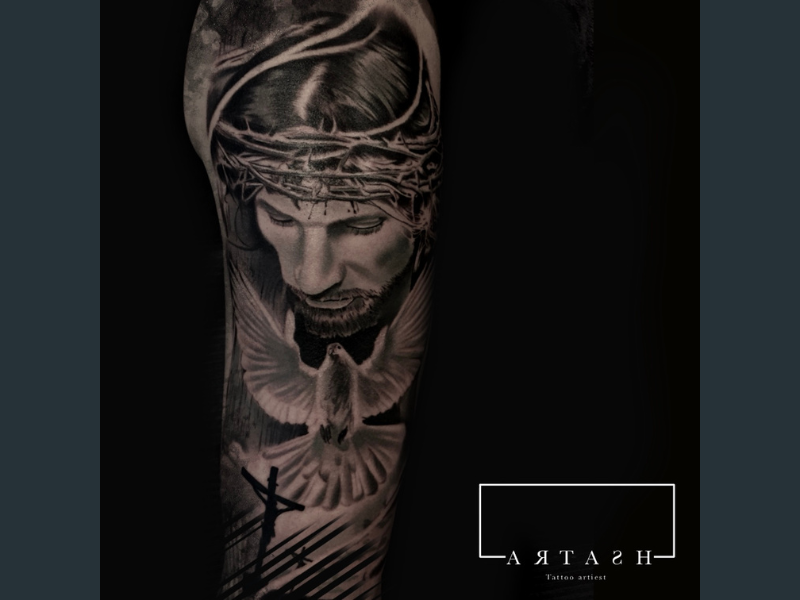 realisme tattoo black en grey jezus christus