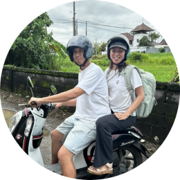 lovely couple exploring Bali by scooter