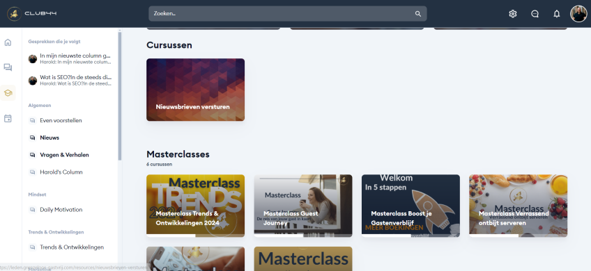 Schermafbeelding Masterclasses en Tools van CLUB44 - Grenzeloos Gastvrij