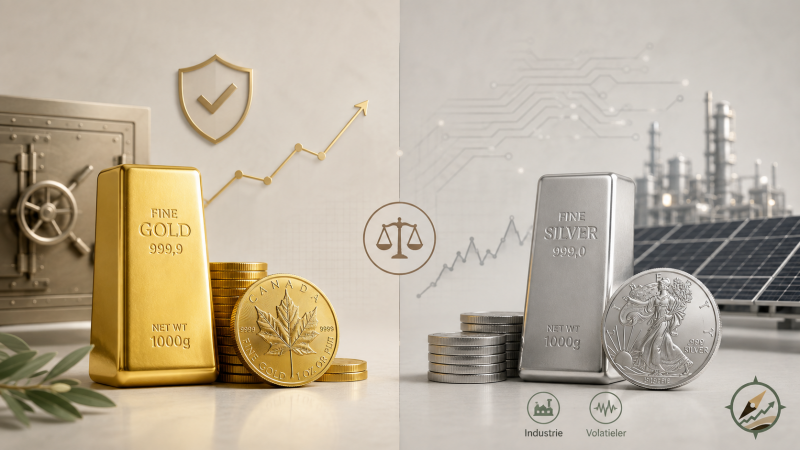 Vergelijk goud versus zilver