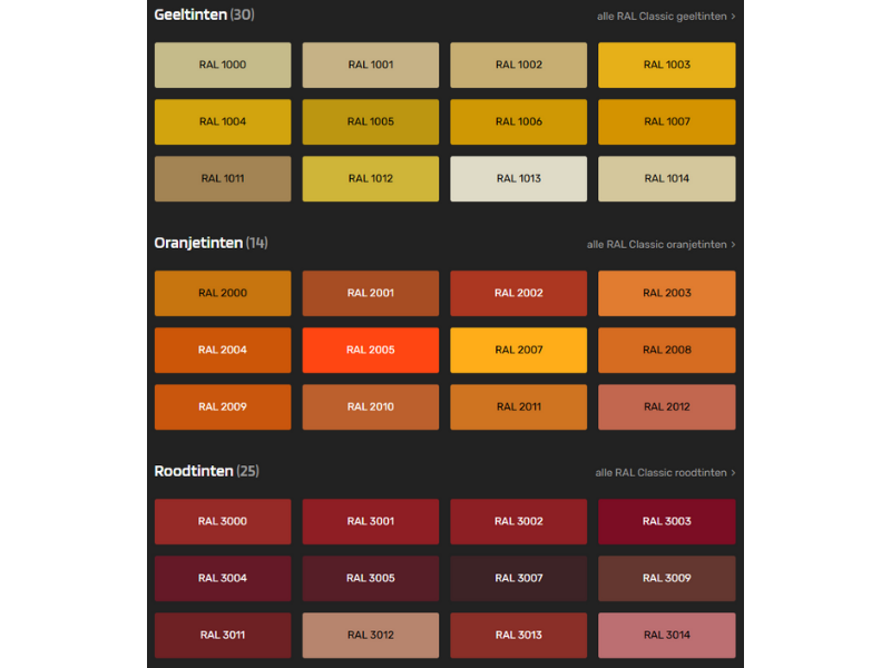 Personaliseer jouw Gymbank, kies uit de RAL kleuren Geel Oranje en Rood