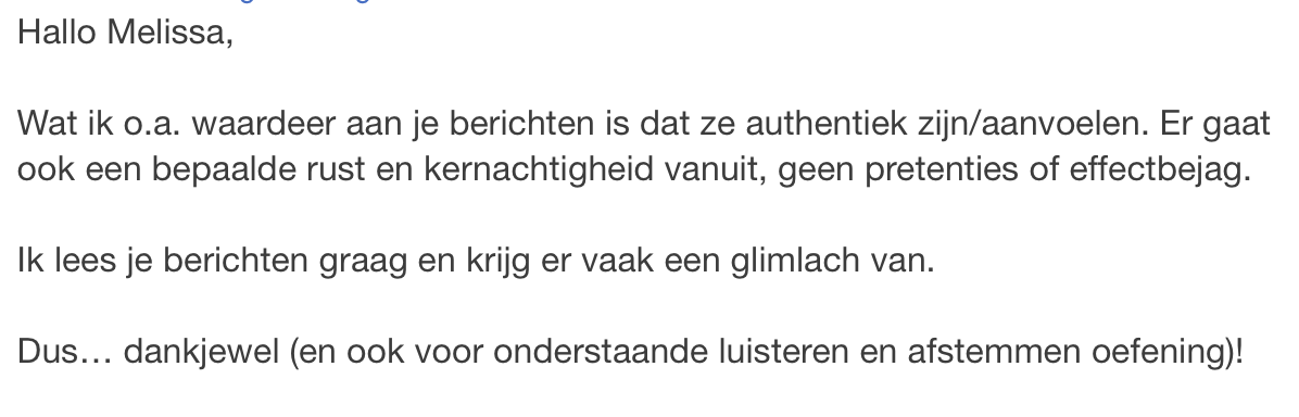 Reactie coachingsmail Reactie coachingsmail