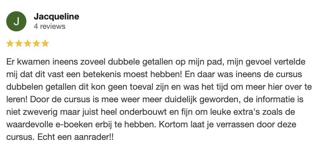 Review cursus dubbele getallen Jacqueline