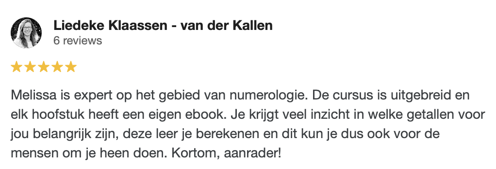 Review cursus numerologie Liedeke