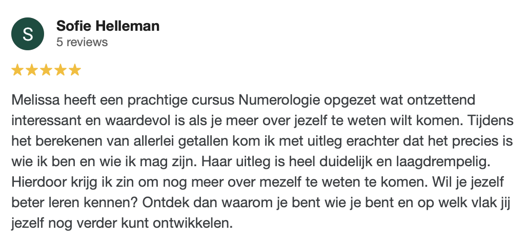 Review cursus numerologie Sofie