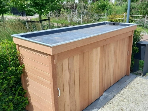 hardhouten-tuinkast-laag-dak Cedrinho houten tuinkasten
