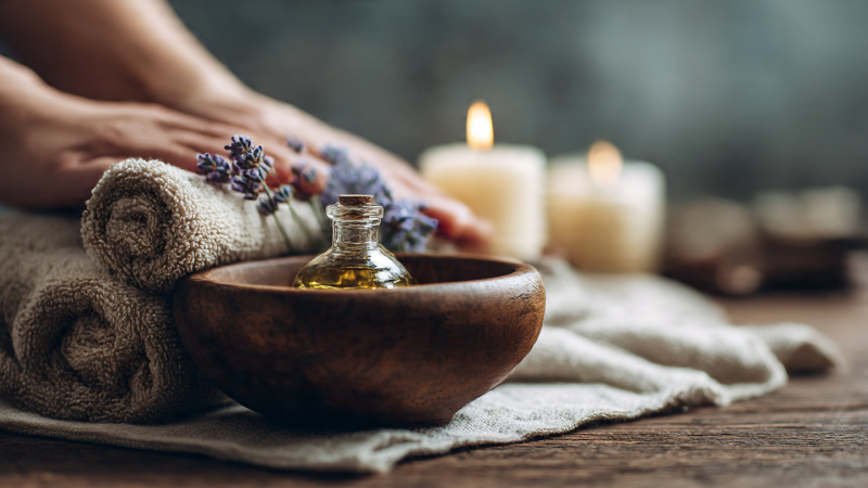 Rustgevende details van de massageruimte bij Healthy Body Lounge
