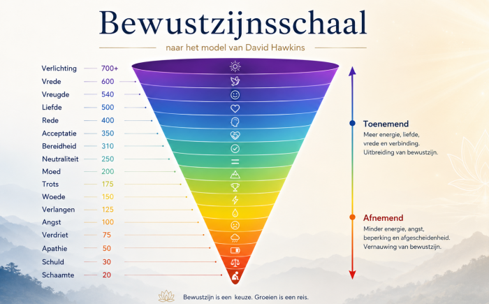 De verschillende niveau´s van de bewustzijnsschaal David Hawkins