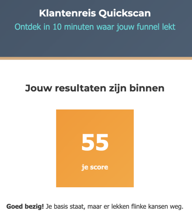 Klantenreis quickscan resultaten dashboard Klantenreis quickscan resultaten dashboard