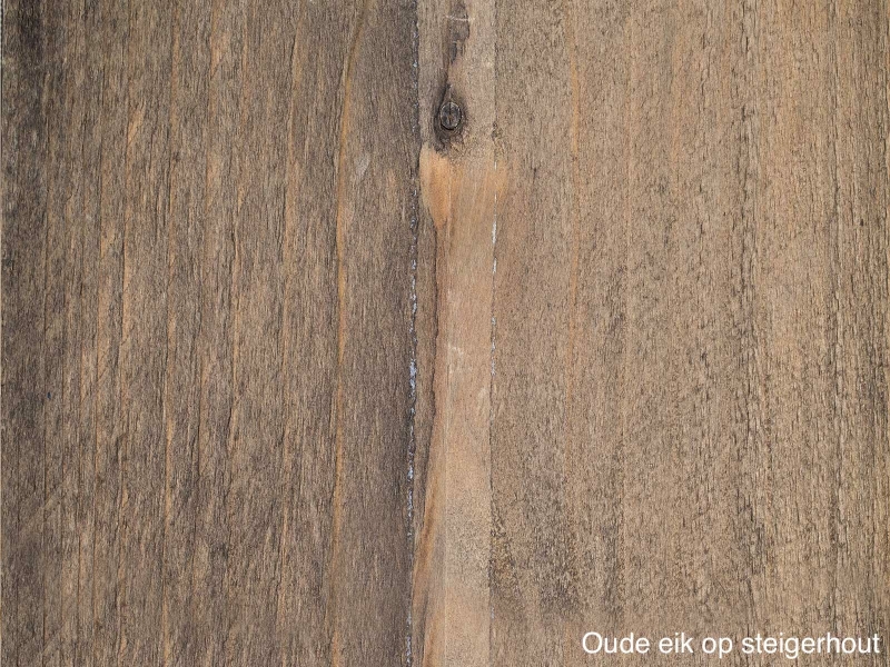 Oude eik beits op stijgerhout voor meubels