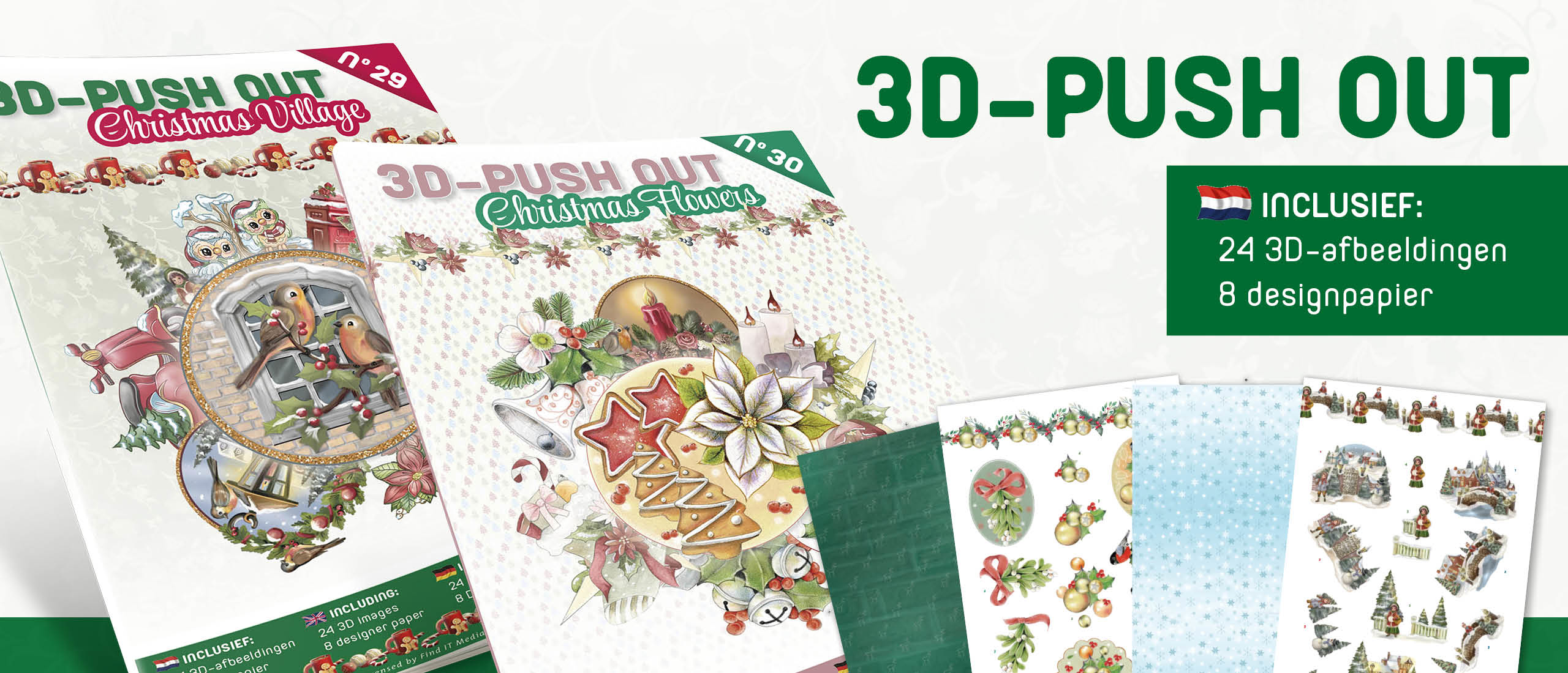3D Push Out book 29-30 Christmas Village and Christmas Flowers