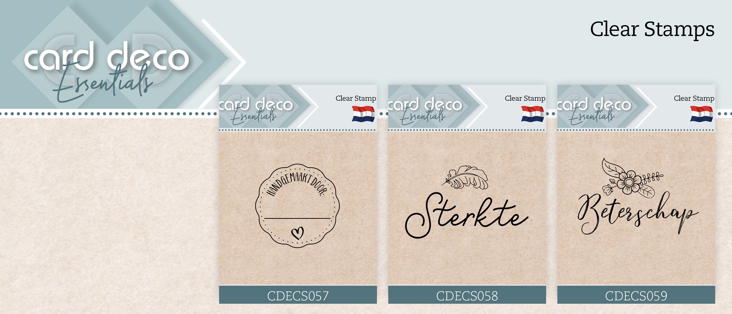 Tekst Clear Stamps: Veel Liefs + Sterkte + Beterschap van Card Deco (CDECS058 t/m CDECS059)