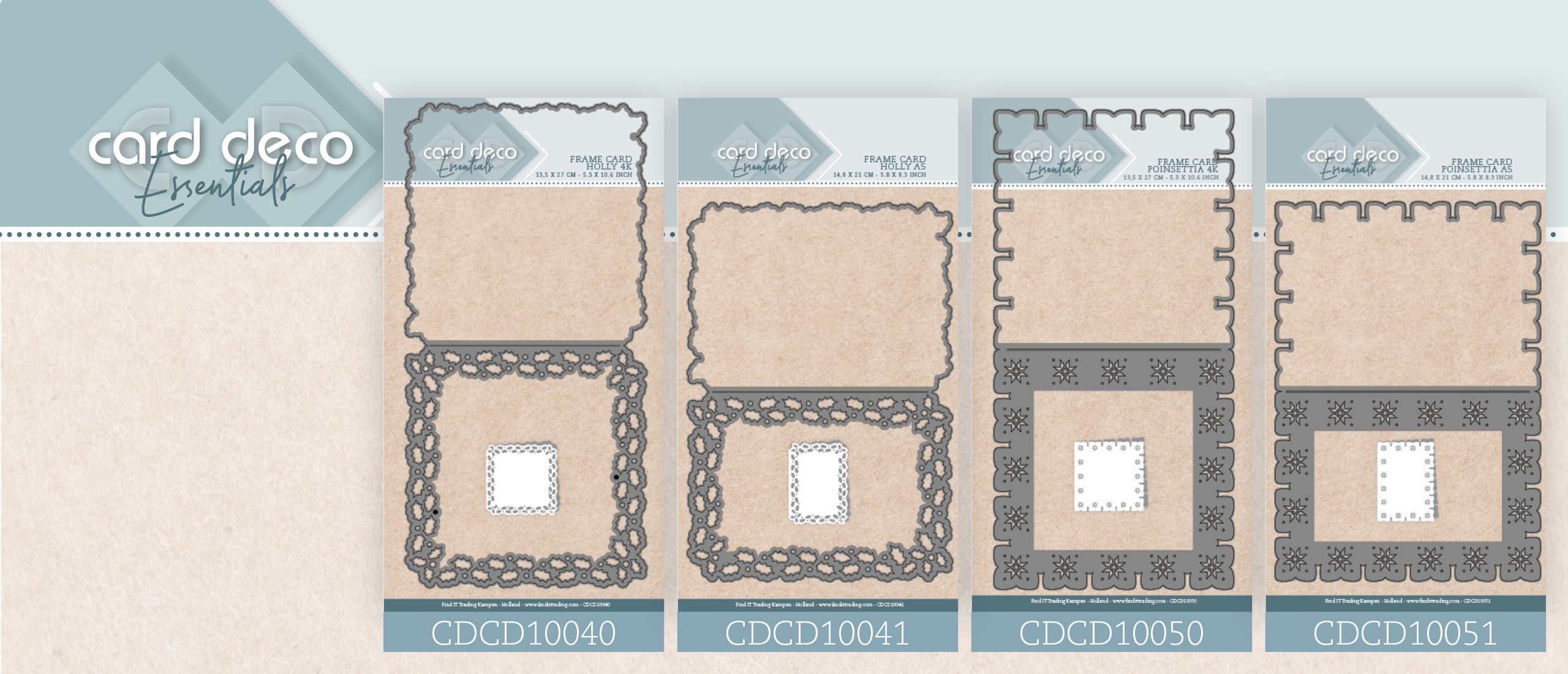 Nieuwe Frame Card Dies van Card Deco Essentials! Hulst en Poinsettia (CDCD10040,CDCD10041, CDCD50, CDCD10051)