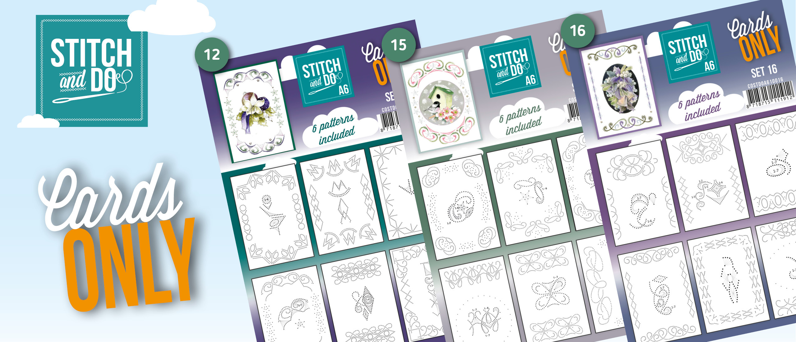 Yay, ze zijn er weer: A6 Cards Only A6 Nr. 12, 15 en 16 van Stitch and Do !
