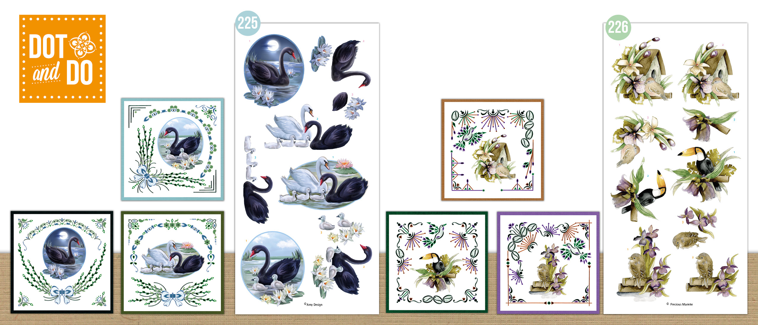 DODO 225-226 Amy Design - Elegant Swans + Precious Marieke - Flowers and Friends