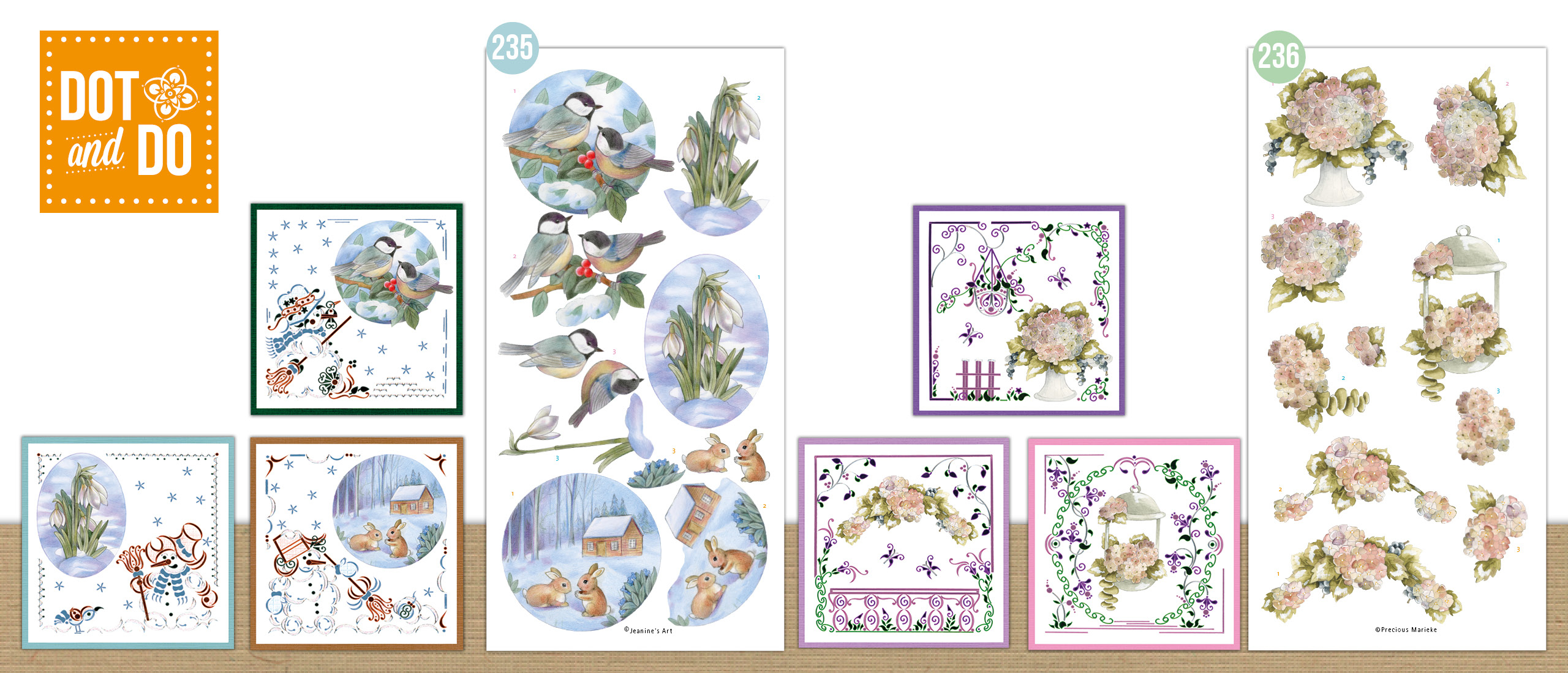 Dot and Do set 235 en 236 Jeanine's Art - Winter Garden + Precious Marieke - Purple Passion